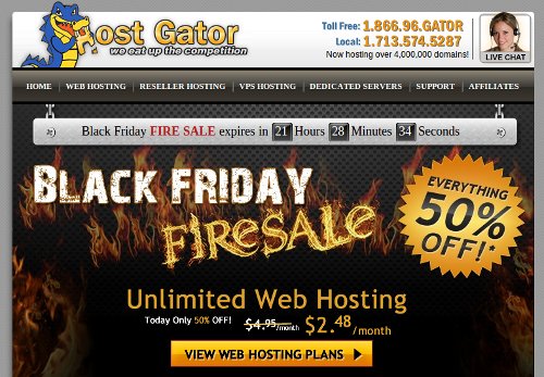 Hostgator Black Friday 2012 Discount Sale