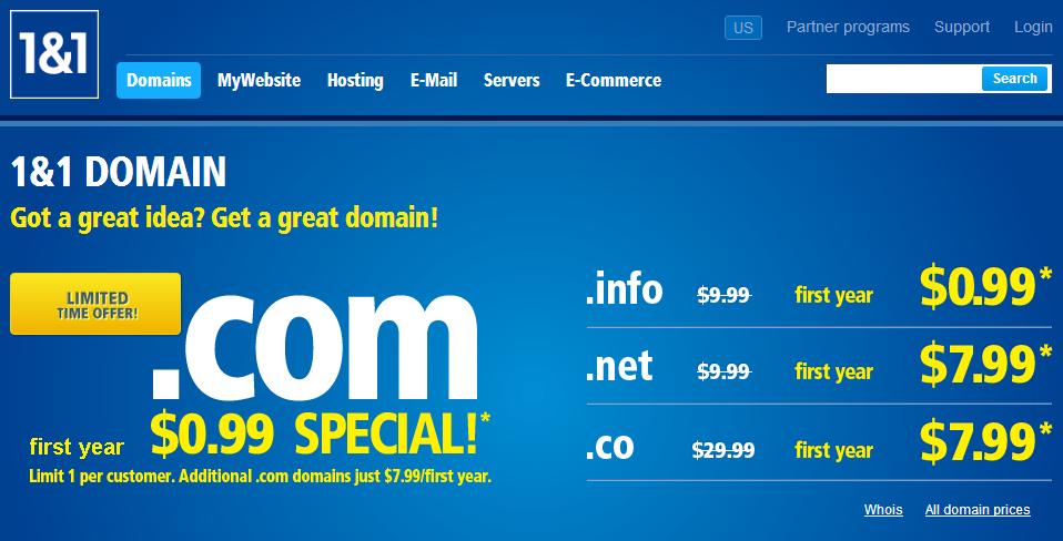 1and1 Domain Registration